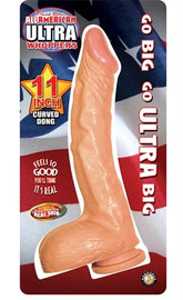 All American 11 Inch Curved Realistic Dildo With Suction Base Dongs Realistic